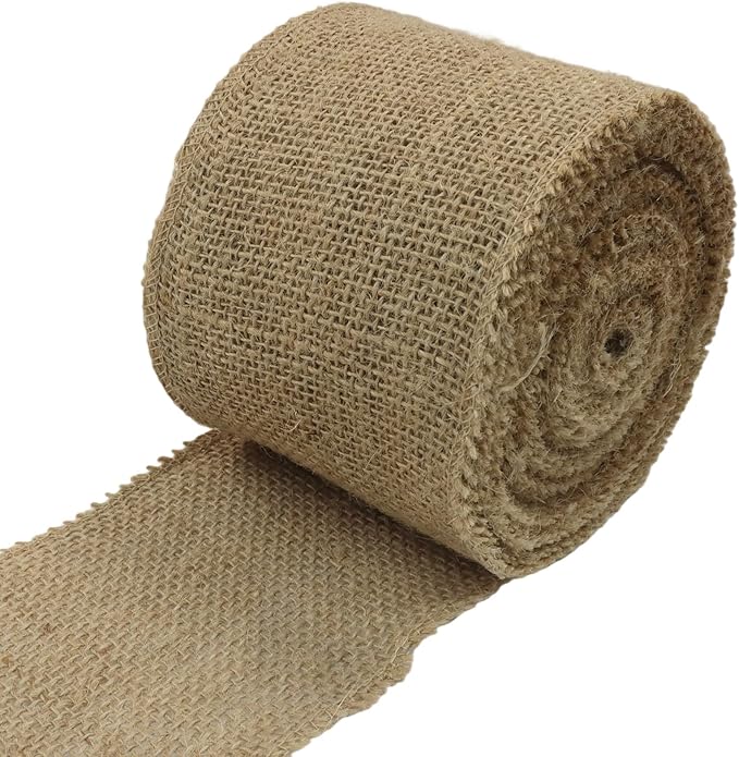 4" Wide Natural Burlap Fabric Roll - 10 Yards Jute Ribbon for Gift Wrapping, Wedding Decorations, Rustic Crafts, Wreaths & Home Decoration (10cm Wide)