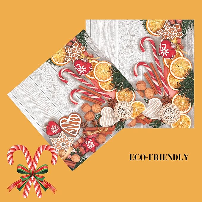 20-ct 13x13 Christmas Paper Decoupage Napkins, 3-Ply Servilletas Tissue Napkin for Dinner and Parties, Disposable Napkins (Flavors)