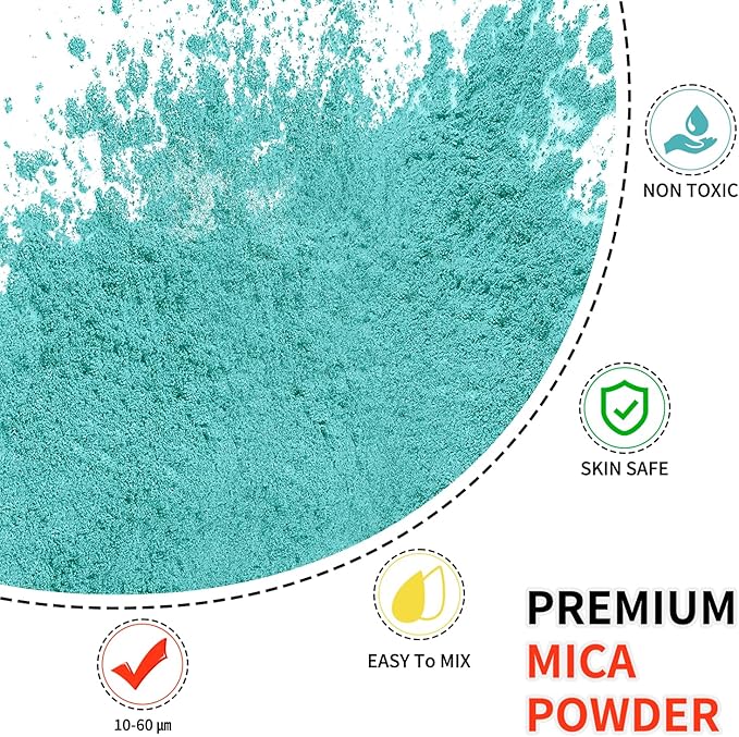 Mica Powder - 100g Mica Powder for Epoxy Resin - Metallic Color Pigment for Resin, Soap, Bath Bombs, Eye Shadow, Nails, DIY Crafting Projects etc. (Silk Blue)