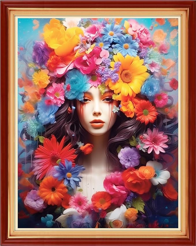 Dooxvey Cross Stitch Kits for Adults Beginners - Full Range of Stamped Kits - 11CT Cross Stitch Patterns - Flower Girl 16x20 inch
