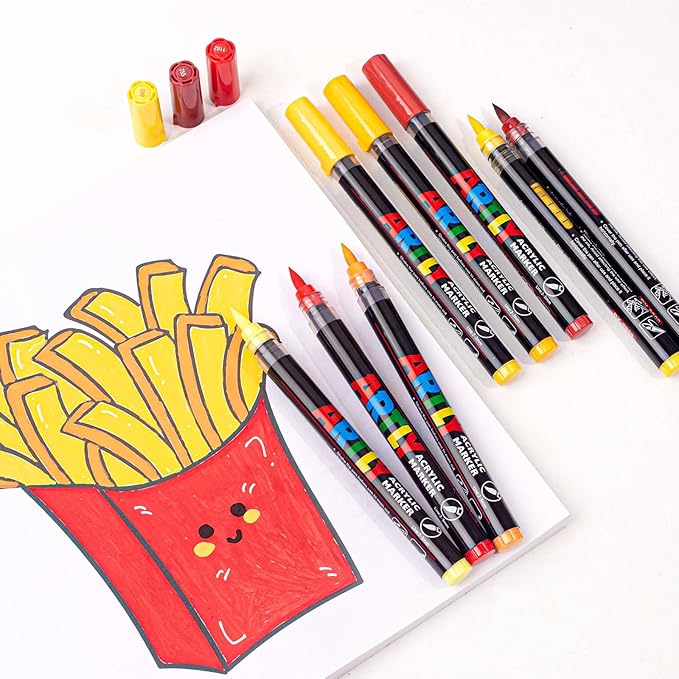 Acrylic Paint Markers, Acrylic Paint Pens, Fabric Markers for Textile, Rock, Glass, Wood, Paper, Ceramic, Canvas DIY Art Supplies Kit for Kids and Adults (72)