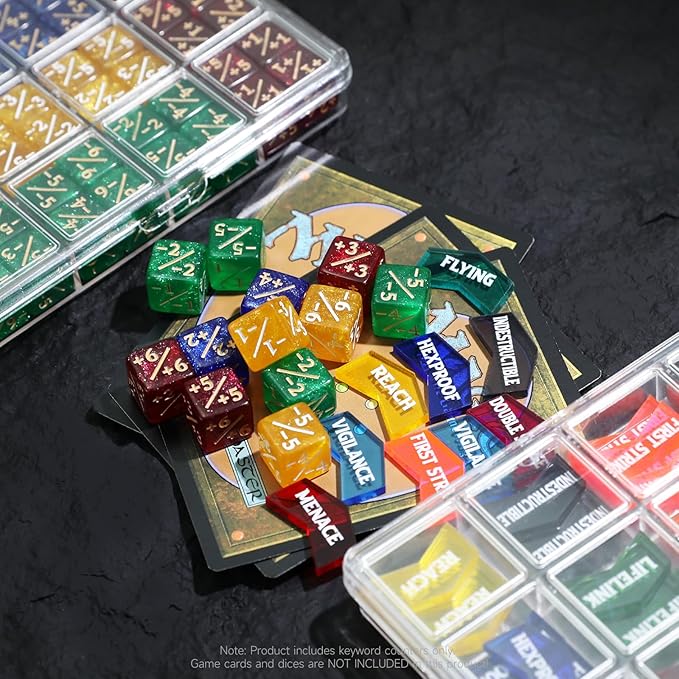 SIXPOINTS 108PCS 12mm MTG Counter Dice +1/+1 Tokens 6 Sided Dice & Keyword Counters Tokens Set for Magic The Gathering, MTG, TCG, Card Games Accessories