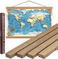 36" Sturdy Magnetic Poster Hanger,Sleek Poster Frame of Teak Wood with Strong Magnets for Safely Hanging Maps Pictures Canvas Scrolls Print Wall Art, Dacri Home (36 Inch, Natural Wood)