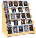 5-Tier Bamboo Trading Card Display Case,35 pt Baseball Card Collection Stand, Sports Card Storage Holder,Card Game Collection (Burlywood)