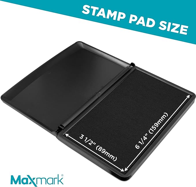 MaxMark Large Premium Black Ink Stamp Pad - 3.5" x 6.25" - Quality Felt Pad