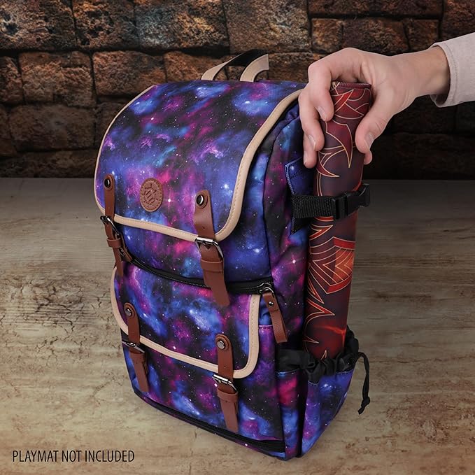 ENHANCE Designer Edition TCG Backpack - MTG Deck Bag Card Binder Space, TCG Deck Box Storage, MTG Playmat Holder - Card Storage Compatible with Magic the Gathering, Pokemon, Lorcana (Canvas Galaxy)