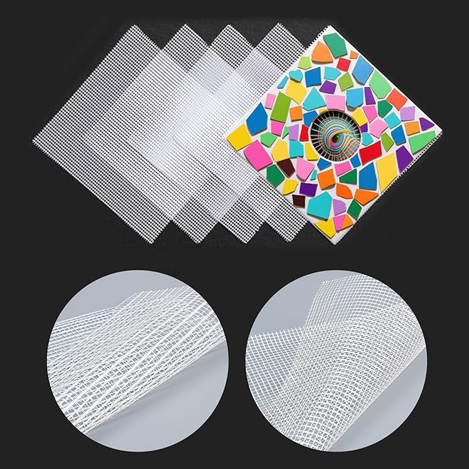 10 Sheets 12'' x 12'' Mosaic Mesh for Mounted Tile Fiberglass Mesh Backing, (Non Sticky)