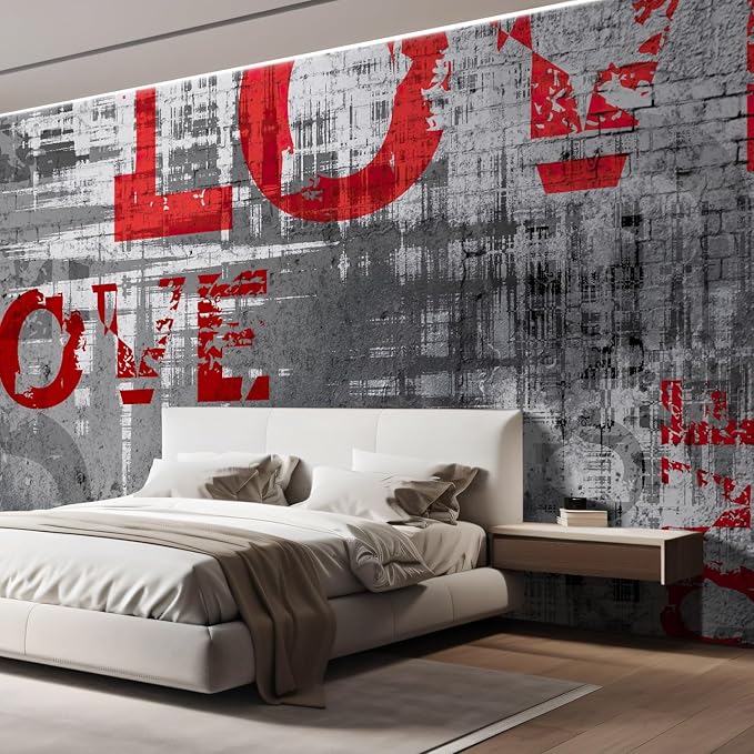 wall26 Wall Sticker/Wall Mural Love Letters Graffiti, Not Peel and Stick, Non-Woven Wallpaper Decorative for Bedroom, Living Room, Office - 96x120 inches