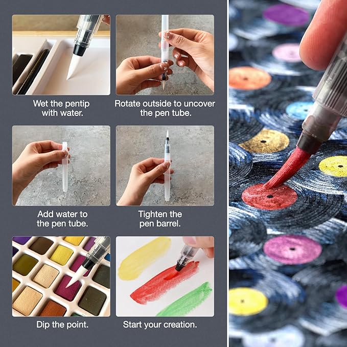 Watercolor Paint Set,100 Colors in Nature Bamboo Box,Portable Water Colors Kit with Papers and Brush Pens,Great for Kids Adults Beginners & Professionals