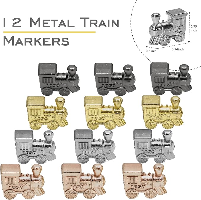Mexican Train Dominoes Accessories Set-Including a 7.89-Inch Wooden Mexican Train Hub up to 12 Players, 12 Metal Train Markers, and a 70-Sheet Mexican Train Score Pads