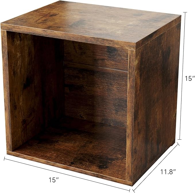 FUSUNBAO Magic DIY Cube Storage Organizer Stackable Cubes for Home Books Clothes Toy-Modular Cubby Storage System-Office Cubical-Bookcase Closet (Antique Brown, General Cube)