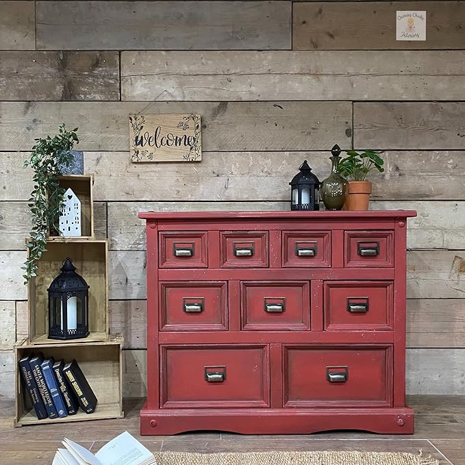 Dixie Belle Paint Company Chalk Finish Furniture Paint - Barn Red (8oz) - Matte Deep Red Chic Chalk Mineral DIY Furniture Paint