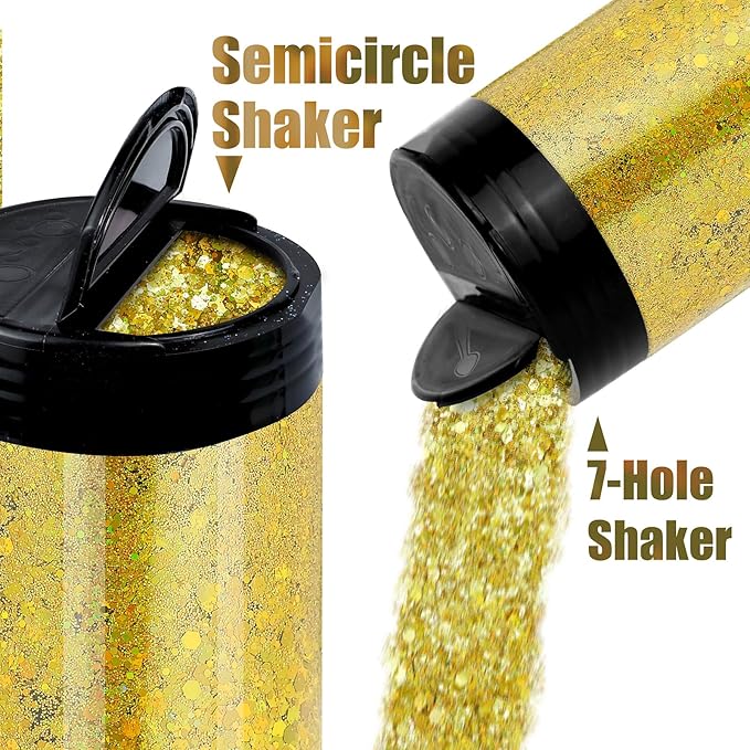 Holographic Chunky Glitter, 5.64oz/160g Extra Fine Glitter Powder Mixed Chunky Flake, Iridescent Sequins Bulk for Nail Art, Crafts Epoxy Resin, Festival Glitter for Party Decor (Dazzling Green)