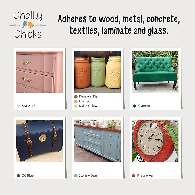 Chalky Chicks All-in-One Chalk Paint for Furniture or Cabinet - 4 Fl Oz - Matte Finish Midnight (Peacock Blue) for Metal, Wood Furniture Paint - No Sanding All-in-One for Home Decor & Crafts, USA Made