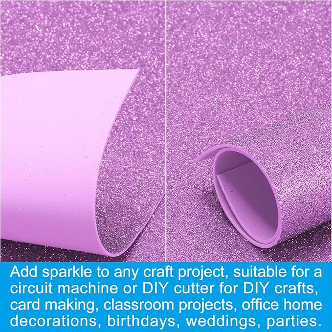 PATIKIL 2mm(1/10") Thick Non Adhesive Glitter Foam Sheet 16x24inch(40x60cm) Dark Purple, EVA Shiny Foam Board for Craft, 6 Pcs