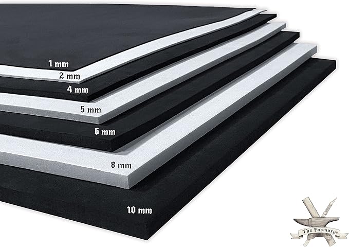 Shape Retention EVA Cosplay Foam 2mm (1mm-10mm) 14x39 inch White or Black High Density EVA Foam Sheets. Premium 85 kg/m3 Heat Shape Material for DIY Convention or Halloween Costumes by The Foamory