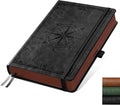 AHGXG Thick Journal Lined Notebook for Men - 320 Numbered Pages A5 College Ruled Notebook for Writing, 100gsm Paper, Vintage Leather Hardcover, for Women Work Office School, 5.75'' X 8.38''- Black