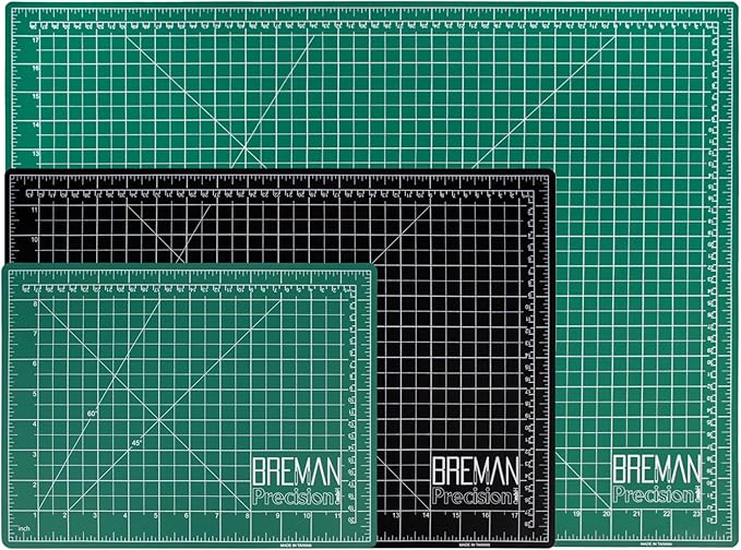 Breman Precision Self Healing Cutting Mat 9x12, 12x18, 18x24 Inch - 3-Pack Rotary Mats for Crafts - 2 Sided 5 Ply PVC Self Healing - Fabric Cutting Mat for Sewing