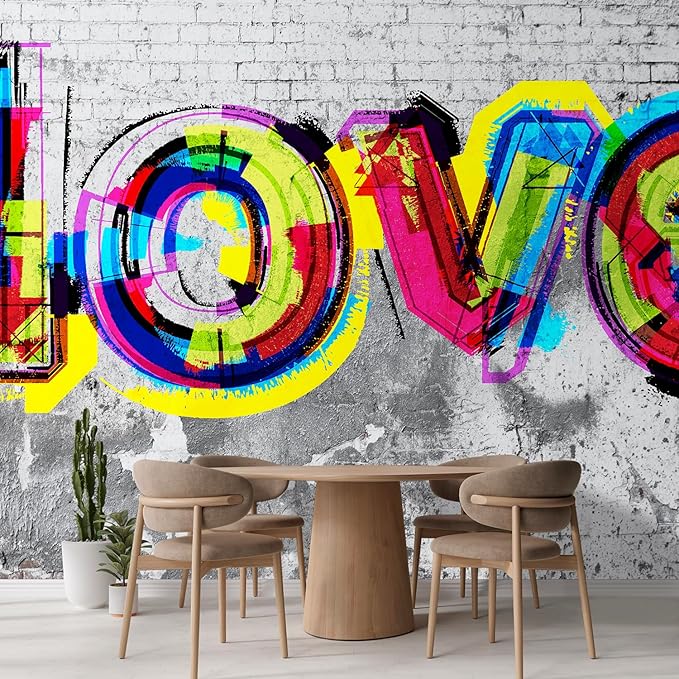 wall26 Colorful Graffiti Large Wall Mural, Removable Peel and Stick Wallpaper, Home Decor - 108x120 inches