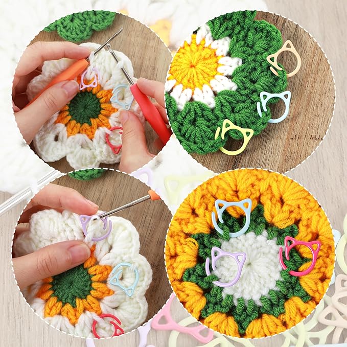 36Pcs Cat Stitch Markers for Crocheting, Cat Metal Crochet Stitch Marker Ring, Multicolor Knitting Stitchs Markers for DIY Weaving Knitting Sewing Tools
