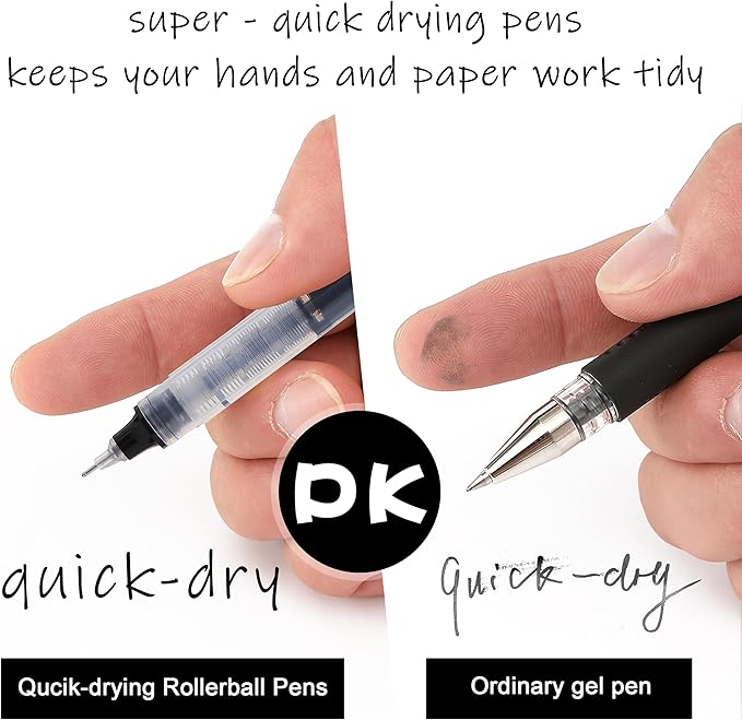 RIANCY 12 Pack Black Liquid Ink Rollerball Gel Pens, 0.5mm Extra Fine Point Tip, Smooth Writing Quick Drying No Smear No Bleed for Journaling, Drawing, Sketching, School Notes & Art Supplies