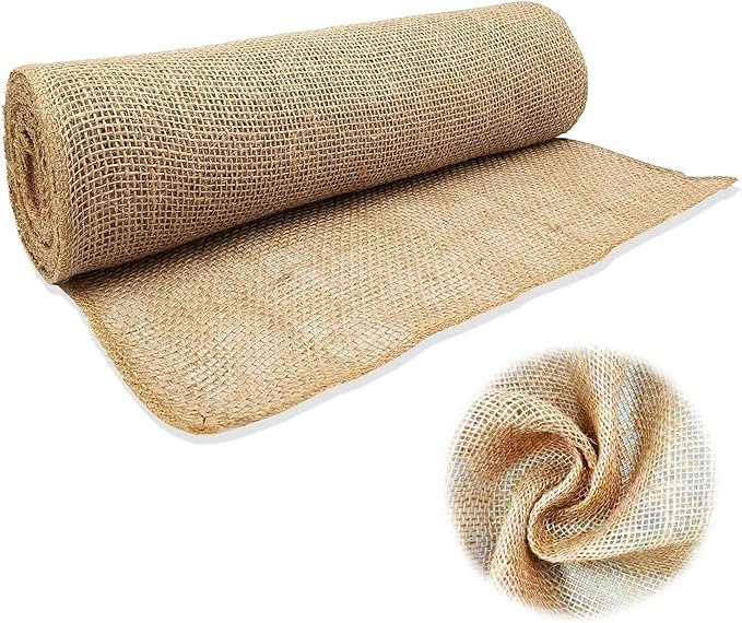 40InX20FT Burlap Rolls Multipurpose Jute Burlap Fabric for Garden Tree Wrap Outdoor Weed Barrier Protection for Plant Shrubs DIY Craft Projects and Party Decor