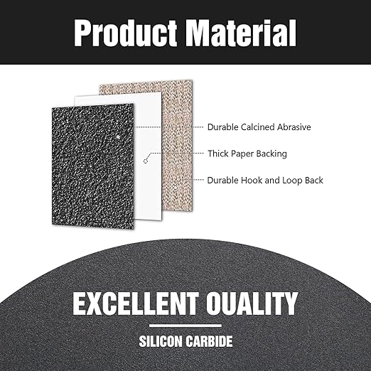 100 Pcs 5 inch Wet Dry Sanding Discs Grit 320 Hook and Loop 8 Hole Silicon Carbide Orbital Sander Sandpaper