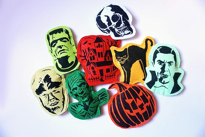 Halloween Monsters 5 Pack Stencil Set, Pumpkin Stencils, Halloween Motifs, Includes Dracula, Frankenstein, Bride, Werewolf, Mummy, Each Measure 5.75 x 6