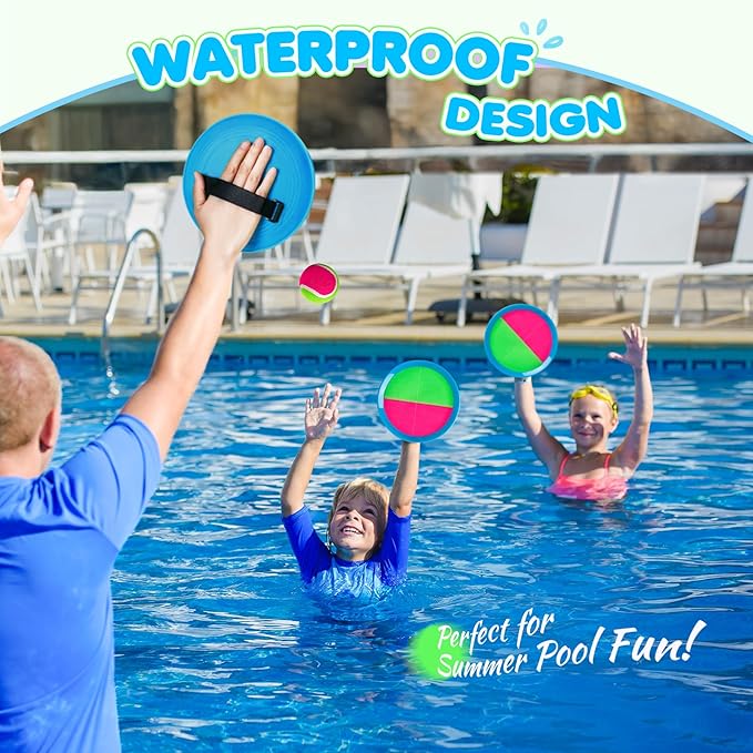 Toss and Catch Ball Set Upgraded - Kids Toys Outdoor Games for Whole Family - Water-Resistant Great for Beach Pool Yard Games - Classic Gift for Boys Girls 3 4 5 6 7 8 9 10 11 12+ Years Old