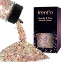 Renfio Opal Chunky Glitter, 1.75oz/50g Red Glitter, Dreamy High Sparkle Glitter for Crafts Holographic Fine Glitter Mix Iridescent Glitters Flake for Resin Nails Hair Snow Globe - Christmas Carnivals