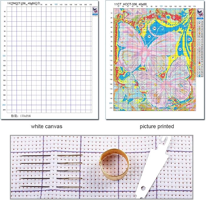 Foxdiviy Stamped Cross Stitch Kits for Beginners Full Range of Cross Stitching 11 CT Printed Cross Stitch Kits for Kids Adults Cross Stitch Patterns Needlepoint Kits-Hummingbird Wreath 18x18 inch