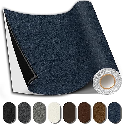 Suede Repair Patch, 17X79 Inch Fabric Large Repair Tape, Self-Adhesive Patches for Furniture, Sofa, Car Interior, Shoes, Hand Bag, Clothing (Dark Blue, 17X79 Inch)