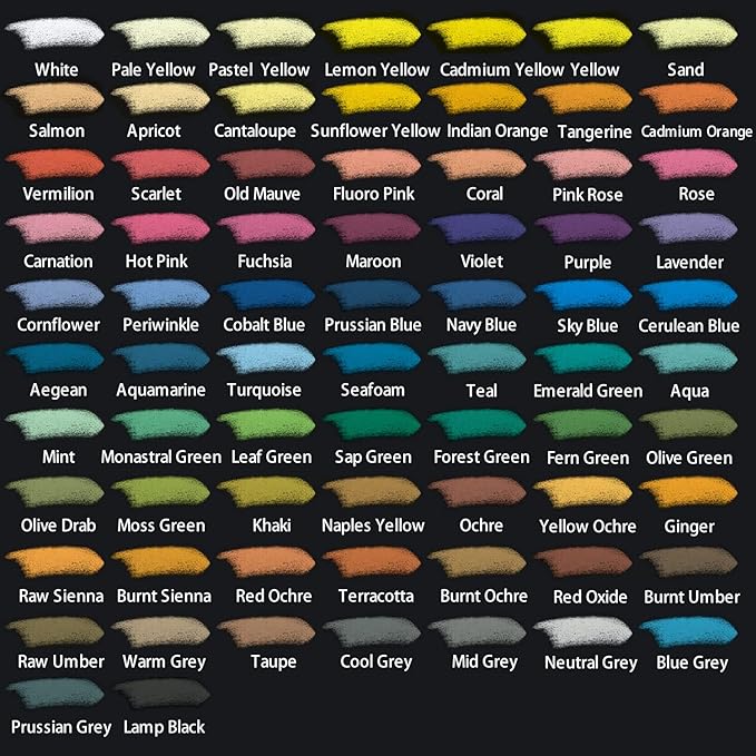 Mont Marte Soft Pastels Signature 72pc, Set of 72 Assorted Colored Pastel Sticks, Vibrant and Blendable, Ideal for Art, Craft, Drawing, Sketching
