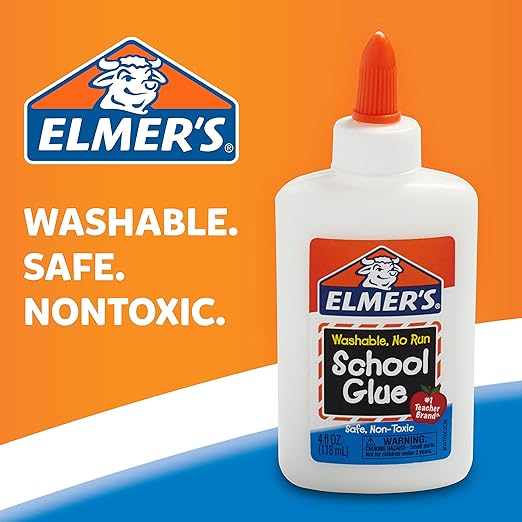 Elmer's Liquid School Glue, Slime & Craft, Safe and Non-Toxic, Washable, White, 4 Ounces Each, Great for Making Slime, 12 Count - Ideal for Classroom, Home, Office, Teacher Supplies