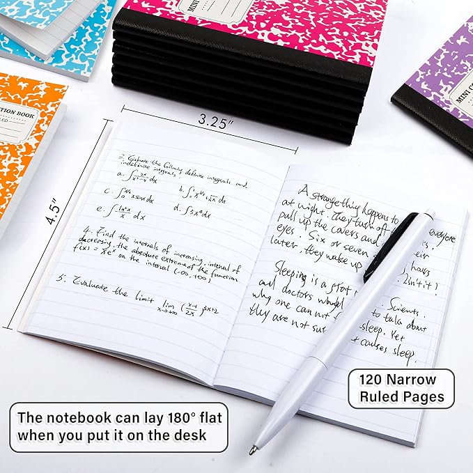 feela Mini Composition Notebook, Cute 30 Pack 5 Pastel Colors Narrow Ruled Mini Composition Books Bulk, Small Pocket Marble Journal Notebooks for Kids Students College, Pocket Size 4.5 x 3.25 in