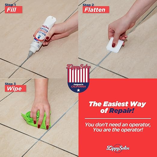 Tile Grout, Repair Kit,Restore & Renew Tile Joints Line, Fast Drying Grout Paint Squeeze Tube for Bathroom Shower Kitchen Floor, Waterproof (8.8 oz) (Grey)
