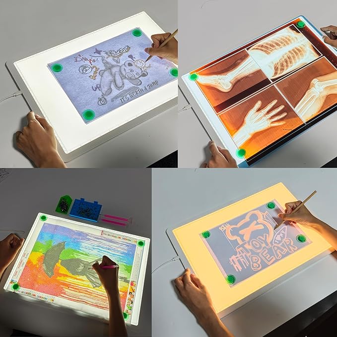Elice Magnetic A3 Light Board for Diamond Painting, Ultra-Thin Tracing LED Light Box with Side Buttons, Super Bright Diamond Art Light Pad, Light Table for Drawing, Sketching, Weeding Vinyl - White