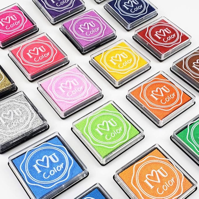 Washable Ink Pads for Kids Rubber Stamps, 20 Colors Stamp Ink Pads, Fingerprint Crafts Stamp Pad for Kids, Paper, Scrapbooking, Wood Fabric