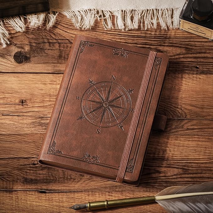 AHGXG Small Lined Pocket Journal Notebook for Men - 256 Numbered Pages College Ruled B6 Mini Journal, Vintage Soft Leather Hardcover, 80gsm Paper, for Women Work Office School, 4.1'' X 5.7''- Brown