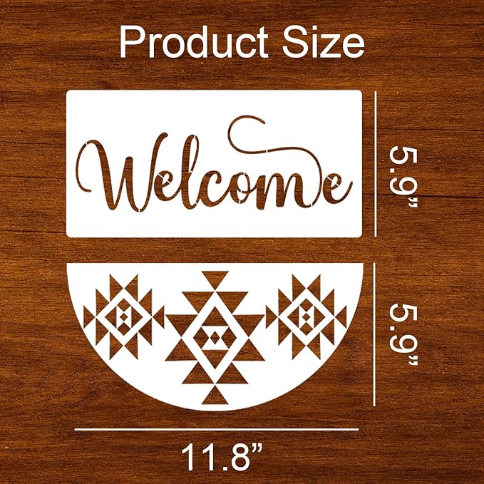 Welcome Stencils for Painting on Wood 12” Welcome Stencil for Wood Sign Hello Doormat Stencils Templates for Door Hanger Door Mat Fabrics