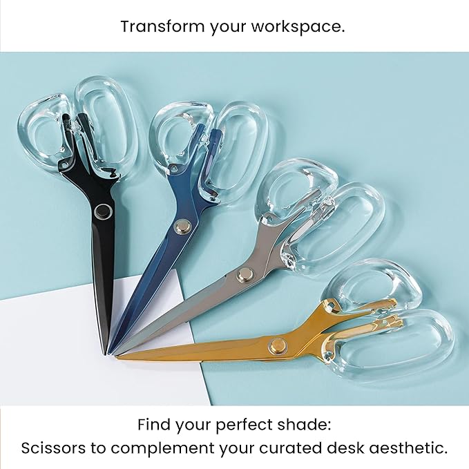 OfficeGoods 9” Stainless Steel Acrylic Scissors for Office and Home - Aesthetic and Sharp All Purpose Scissors, Perfect for Sewing, Arts and Crafts - Green Silver Metal