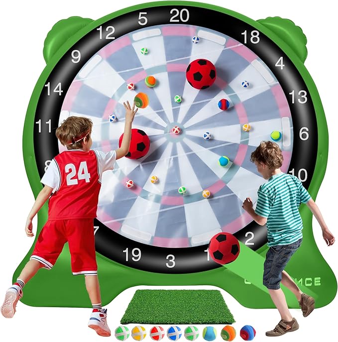 UBALANCE Giant Inflatable Dart Board, Outdoor Dartboard Yard Games for Adults, Family Sports, Sticky Kick Balls, Soccer, Tennis, Soft Darts, Golf, Party Fun Carnival Games