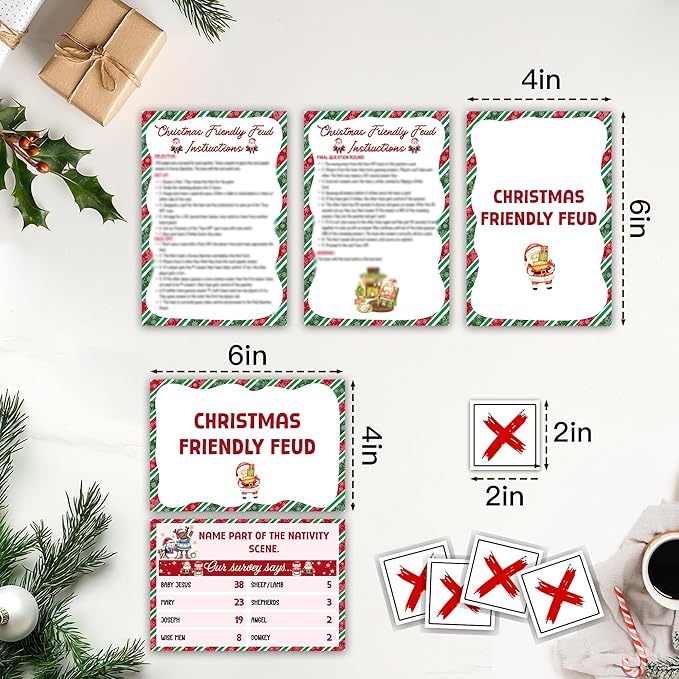 Christmas Friendly Feud Game, Funny Christmas Party Games, Friendly Feud Trivia Quiz for Family, Winter Xmas Holiday Party Supplies for Adults -10