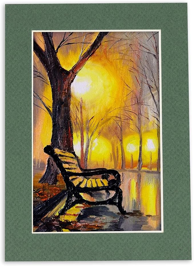8x10 Mat Bevel Cut for 5x8 Photos - Acid Free Hunter Green Precut Matboard - For Pictures, Photos, Framing - 4-ply Thickness