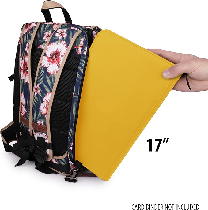 ENHANCE Designer Edition TCG Backpack - MTG Deck Bag Card Binder Space, TCG Deck Box Storage, MTG Playmat Holder - Card Storage Compatible with Magic the Gathering, Pokemon, Lorcana (Canvas Tropical)