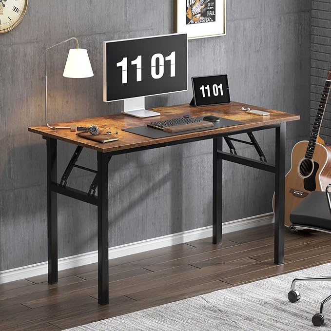 Need 47 inches Computer Desk Office Desk Folding Table with BIFMA Certification Computer Table Workstation, Rustic Brown AC5FB-120