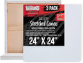 U.S. Art Supply Large Stretched Canvas for Painting 24x24 inch Gallery Depth 1-1/2" Thick, 3-Pack - 12oz Acrylic Gesso Triple Primed, Professional Artist Quality, 100% Cotton - Oil, Pouring Paint