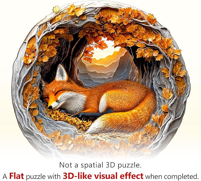WOODBESTS Wooden Puzzles for Adults, 3D Fox Wood Puzzles Adult(200 Pieces, M, 11.4 * 11.2in), Unique Shape Wooden Animal Jigsaw Puzzles, Birthday Gifts for Adults Family Game