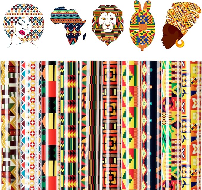 HTVRONT Kwanzaa HTV Vinyl Sheets - 11 Pack of 12x10 Inch Heat Transfer Vinyl for T Shirts, Easy Iron On Vinyl Bundle for Kwanzaa Decorations & Crafts