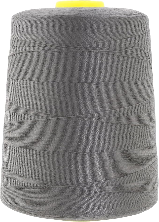 Mandala Crafts 4 Pack of Serger Threads Cones Spools - 20S/2 24000 Yards Polyester Dark Gray Threads for Sergers Machine and Overlock Quilting Sewing Machine